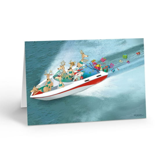 Speedboat Holiday Card - 18 Cards and 19 Envelopes - Christmas - 60052