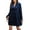 Dark Blue, variant on Women's Ruched Surplice Long Sleeve Mini Dress With Sheer Overlay and Stretch Fabric 95% polyester and 5% elastane