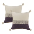thumbnail image 2 of Laddha Home Designs Loomed Color Block Tassel Fringe Cotton Throw Pillow - 20" - Purple and Cream, 2 of 9
