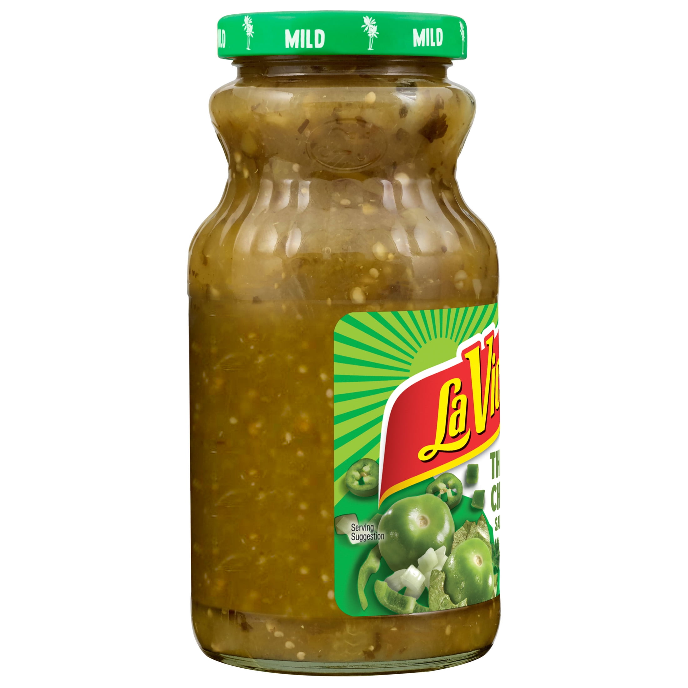 (3 pack) LA VICTORIA Thick 'N Chunky Salsa Verde, Mild, Shelf Stable, 15.5 oz Glass Jar