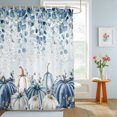 thumbnail image 4 of Shower Curtains for Bathroom, Blue Pumpkin Fall Waterproof Fabric Shower Curtain, Thanksgiving Watercolor Eucalyptus Leaves Decorative Bathroom Curtain for Bathtub, 36"x72", No Hooks Included, 4 of 9