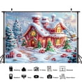thumbnail image 4 of Christmas Candy House Backdrop, Winter Xmas Sweet Candy Cottage Photography Background Photo Backdrop, Winter Snow Kid Children Party Decorations Baby Shower Banner Photo Studio Props,10X6ft, 4 of 5