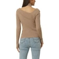 thumbnail image 3 of Unique Bargains Women's Long Sleeve V Neck Chocker Slim Fit Sweater Tops Khaki XL, 3 of 6