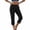 Black, variant on Carpis for Women Elastic Waist Split Hem Relaxed Fits Cropped Pants Straight Leg Casual Versatile Trousers with Side Pockets