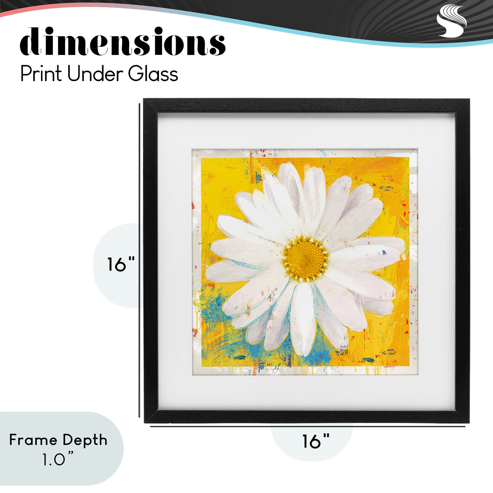 Stupell Industries Violet's Daisy on Yellow Black Framed Print Under Glass, design by Porter Hastings