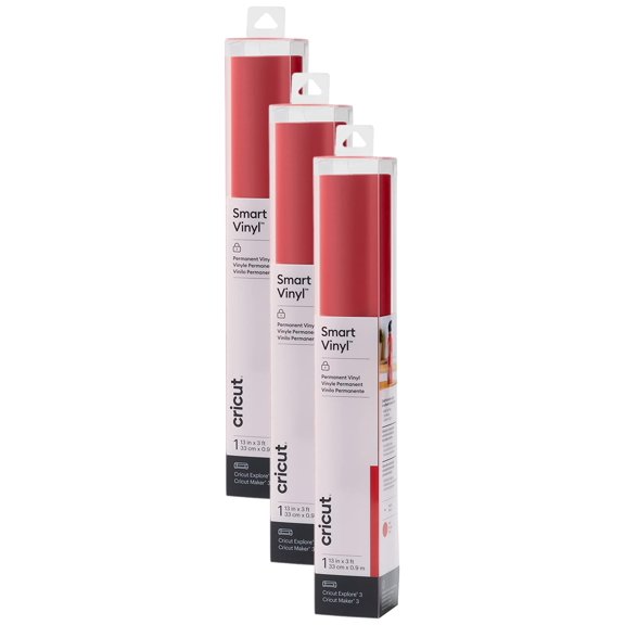 Vinilo Permanente Inteligente Rojo Cricut para Manualidades Paquete de 3 Rollos 33x91 cm