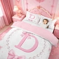 thumbnail image 3 of meiyoeat Ribbon Letter Print D Twin Duvet Cover For Kids,Fashion Women Pearl Necklace Twin Bedding,Pink Reversible,2pcs(No Comforter), 3 of 6