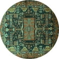 thumbnail image 1 of Ahgly Company Machine Washable Indoor Round Animal Turquoise Blue Traditional Area Rugs, 3' Round, 1 of 1