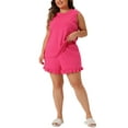 thumbnail image 2 of Agnes Orinda Women's Plus Size Mother's Day 2 Piece Sleepwear Comfy Ruffle Sleeveless Tank Top with Shorts Pajamas Set 3X Hot Pink, 2 of 6