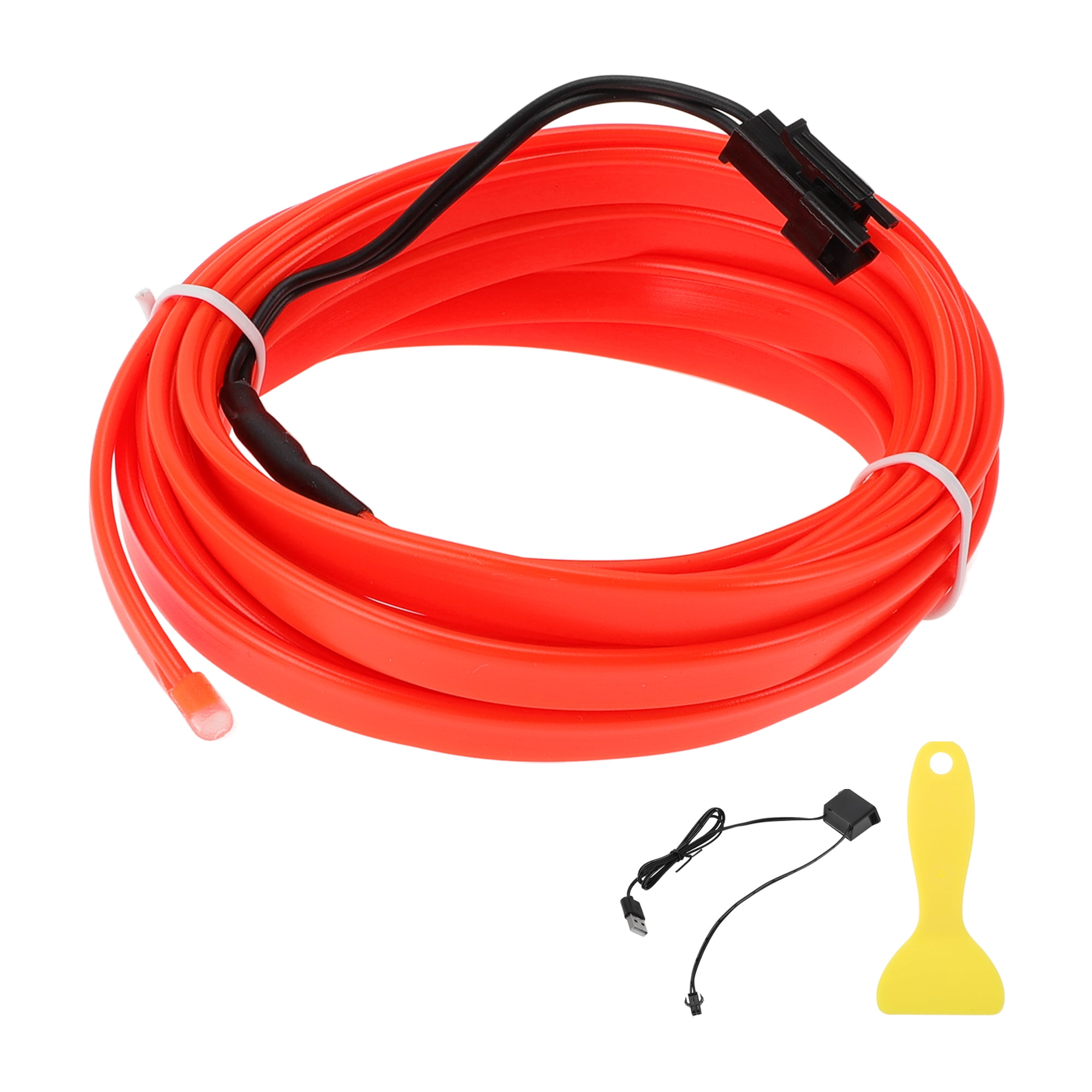 Unique Bargains 3 Meter EL Wire Cable LED Glow String Light Car Lighting Auto LED Strip Flexible Neon Light for Car Decoration USB(5V) Red