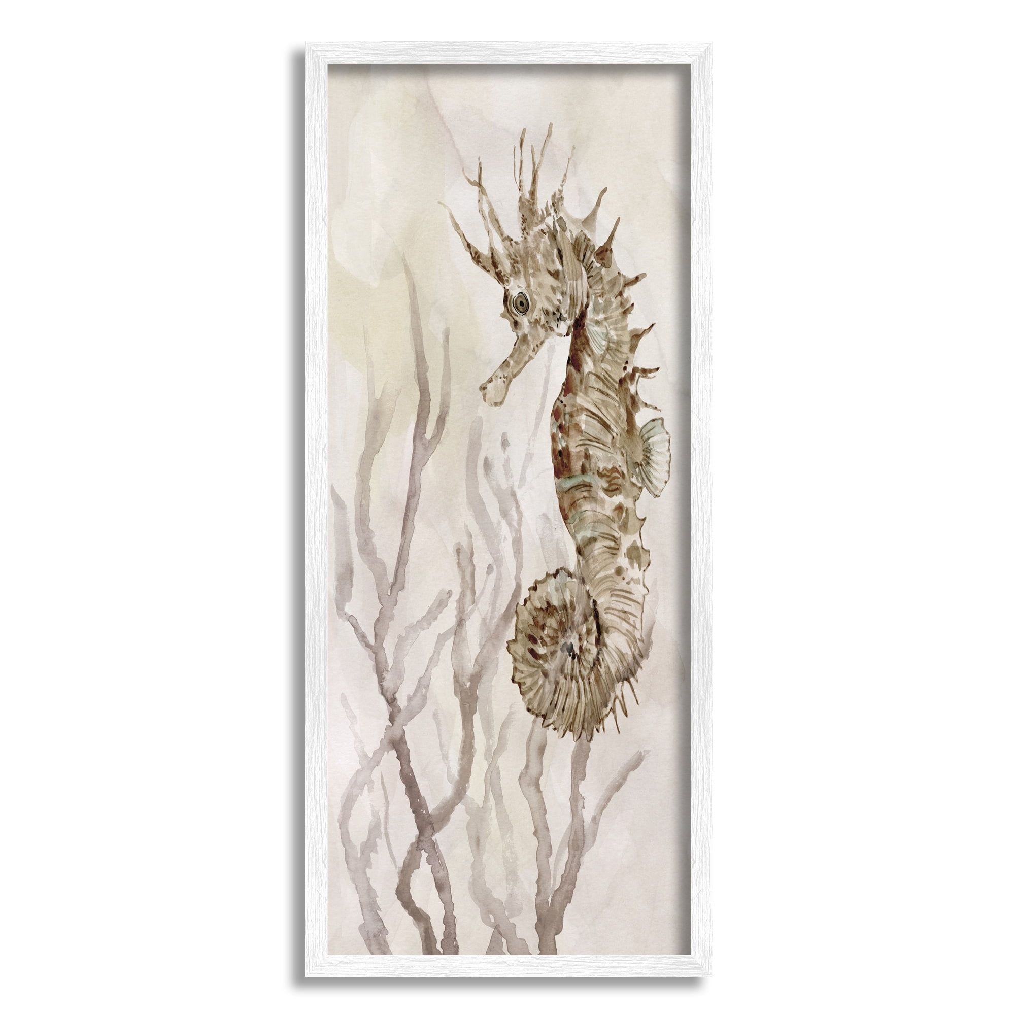Stupell Industries Shy Seahorse Confined Fluid Seaweed Animal Sea Life,10 x 24, Design by Carol Robinson