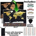 thumbnail image 3 of Scratch Off World Map, 32" x 23" Topographic Map Poster with Countries Flags, Pins, Scratching Pick, and Memory Stickers, 3 of 9