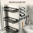 thumbnail image 4 of Organizador De Baño, kit de estantes Acero inoxidable, repisas Sin perforación, con estante de almacenamiento, adhesivos, Ganchos y jabonera, para organizacion hogar del baño y cocina, 4 of 4