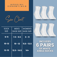 thumbnail image 5 of Special Essentials 6 Pairs Men's Cotton Diabetic Ankle Socks White 10-13, 5 of 8
