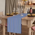 thumbnail image 2 of Dark Blue Striped 120 Inch Table Runner, Modern Beige Geometric Country Farmhouse Dresser Scarf Cotton & Linen Tablerunner for Dining/Kitchen Island/Holiday Party Décor 13" x 120", 2 of 9
