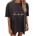 thumbnail image 1 of Blusa de manga corta con estampado de electrocardiograma de calavera y mangas caídas vintage para mujer Fridja  gope908, 1 of 9