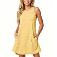 thumbnail image 6 of Byworldtasic Women's Striped Sleeveless Tank Dress Casual A-Line Swing T-Shirt Dress with Side Pockets for Summer, 6 of 8