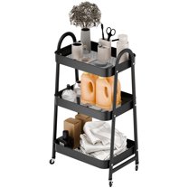 Moxufan A-Line Storage Rack,3 Tiers Fruit Vegetable Storage Cart,Stackable Carbon Steel Storage Baskets with Casters,Produce Organizer Bins for Kitchen,Pantry,Bathroom