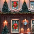 thumbnail image 2 of Qunler 24in Pre-Lit Christmas Wreaths for Front Door Window, Artificial Evergreen Wreaths with Bow & Lights for Indoor Outdoor Christmas Decorations, Green, 2 of 8