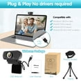 thumbnail image 3 of ZIQIAN 1080P Webcam with Microphone, HD Webcam Web Camera with Tripod Stand, Widescreen USB Computer Camera-Black, 3 of 9