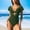 A_ Green, variant on Women's One Piece Swimsuit Bathing Suit Halter Triangle Tops V Neck Ruched Short Sleeve Mesh Ruffled Dark Blue M