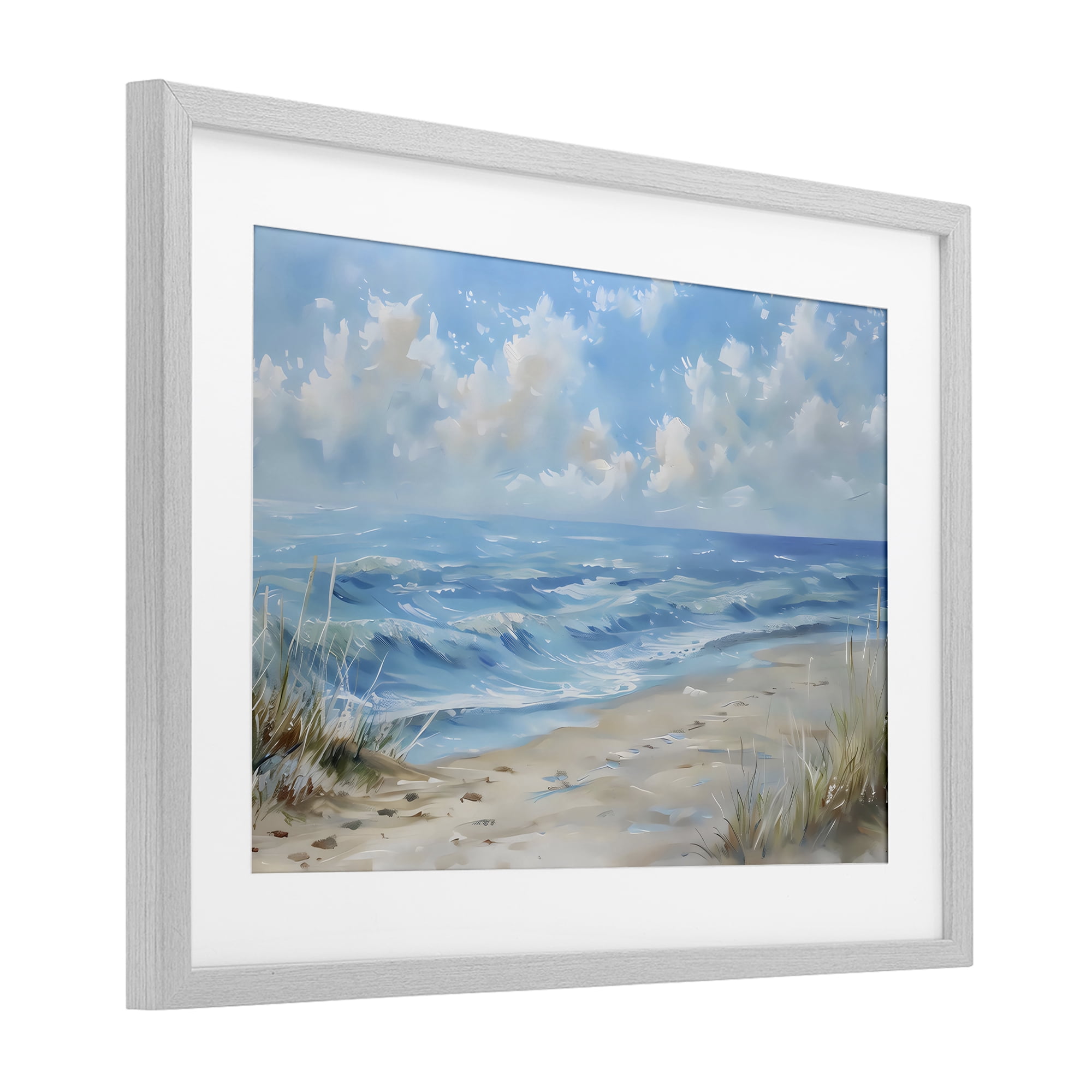 Stupell Industries Coastal Tranquility Horizon Gray Framed Print Under Glass, design by Creative Studio