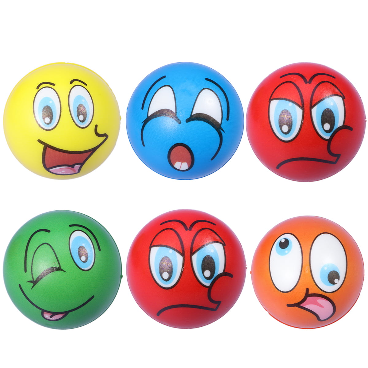 Frcolor 12pcs 63mm Anti Stress Ball Relief Cartoon Face PU Balls Anti Stress  Toys for Chrildren Boys Girls Adults (Random Pattern) 