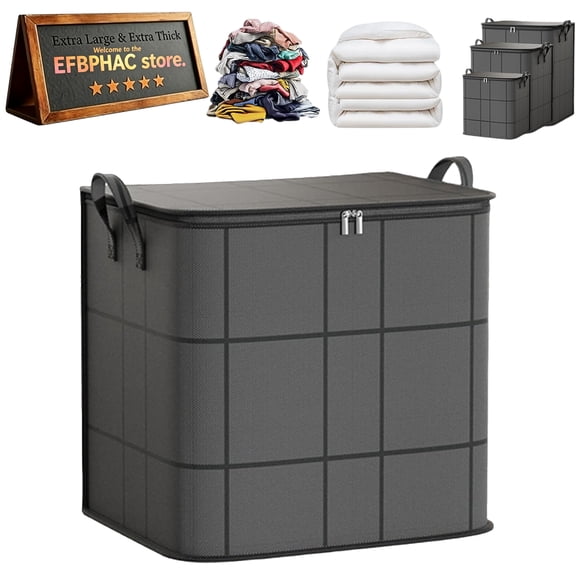 Spacious Moving Storage Bin – Large Capacity Zippered Fabric Organizer for Bedding & Clothes, for Bedding & Clothes, Foldable Blanket Bag with Reinforced Handles for Quilts, Comforters & Moving Day