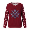 thumbnail image 4 of Gibobby Sudadera Navidad mujer Sudadera casual para mujer con estampado de Navidad, cuello redondo, camisetas casuales de manga larga, camisas de entrenamiento(Vino,XG), 4 of 5