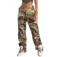 thumbnail image 1 of Pantalones cargo Prolriy para mujer, pantalones cargo elásticos de cintura alta para mujer, holgados, con múltiples bolsillos, corte relajado, rectos, de pierna ancha, pantalones de camuflaje para, 1 of 7