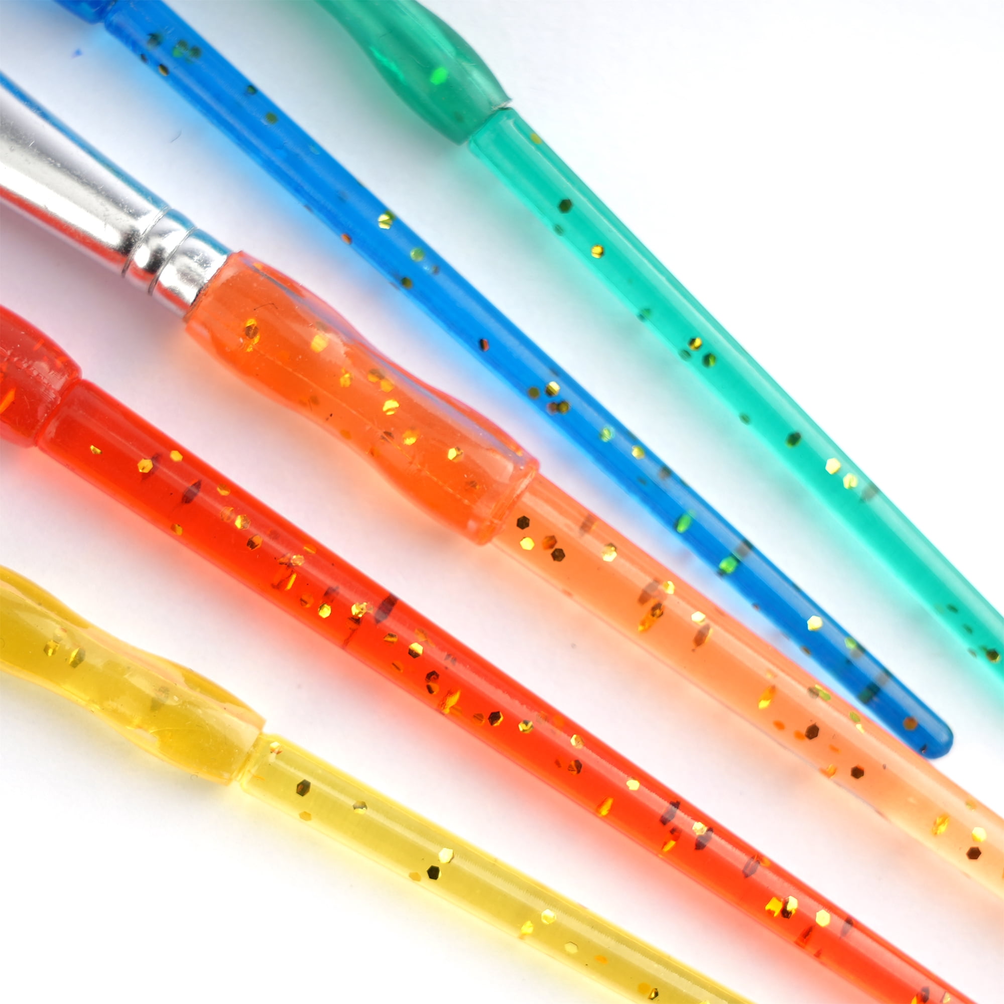 Hello Hobby Easy Grip Synthetic Paint Brushes Set with Glitter Handles, 5 Pieces