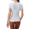 thumbnail image 5 of Xmarks Women Seamless Workout Shirts Yoga Tops Solid Color Round Neck Sports Running Workout Shirt Breathable Athletic Top S-XL, 5 of 8