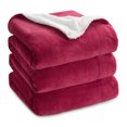 thumbnail image 6 of Cozy Comfort Queen Sherpa Fleece Blankets - Thick and Warm, Soft Fuzzy Blanket, Red, 90x90 inches, 6 of 6