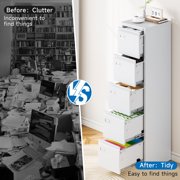Fesbos 5 Drawer File Cabinet with Lock, Filing Cabinets for Home Office,18 Deep Vertical Metal White Office File Storage Cabinet Organizer for Letter/Legal / A4