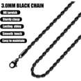 thumbnail image 5 of Black Rope Chain for Men, Stainless Steel Necklace for Men and Women, Rope Chain18-28 Inches, 5 of 17