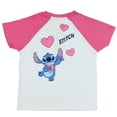 thumbnail image 2 of Disney Stitch T-Shirt Girls' Stretchy Ribbed Double-Sided Raglan Tee, 2 of 5