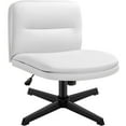 thumbnail image 2 of Homall Armless Office Desk Chair No Wheels PU Leather Thickened Cushion Medium Backrest Swivel Height Adjustable Makeup Chair Leisure Chair, White, 2 of 7