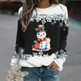 thumbnail image 1 of Gymaxes Sweat à Capuche Femme 2025, Mode de Noël Femme Décontractée Imprimé Col Rond Manches Longues Amples, Blouses Chandails en Molleton, 1 of 3
