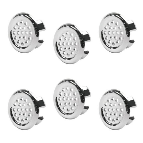 Sink Basin Overflow Covers 6 Pcs,Insert in Sink Basin Trim,Plastic Round Hole Floor Drain Covers,Grocery Overflow Drain Covers,Kitchen Basin Trim Replacement Round Caps