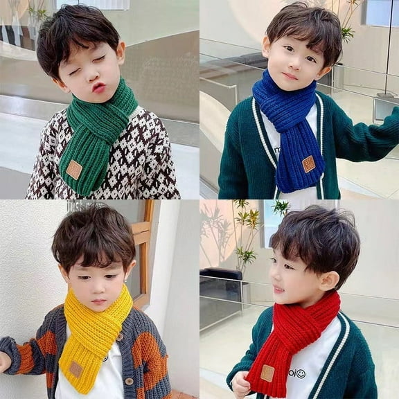 OEFNTAC Kids Scarf Knit Shawl Winter Neck Collar Warm Accessories 9 Colors Boys Girls Children Soft Breathable Stylish Daily Outfit Essentials Fall Winter Gathering Travel Gift