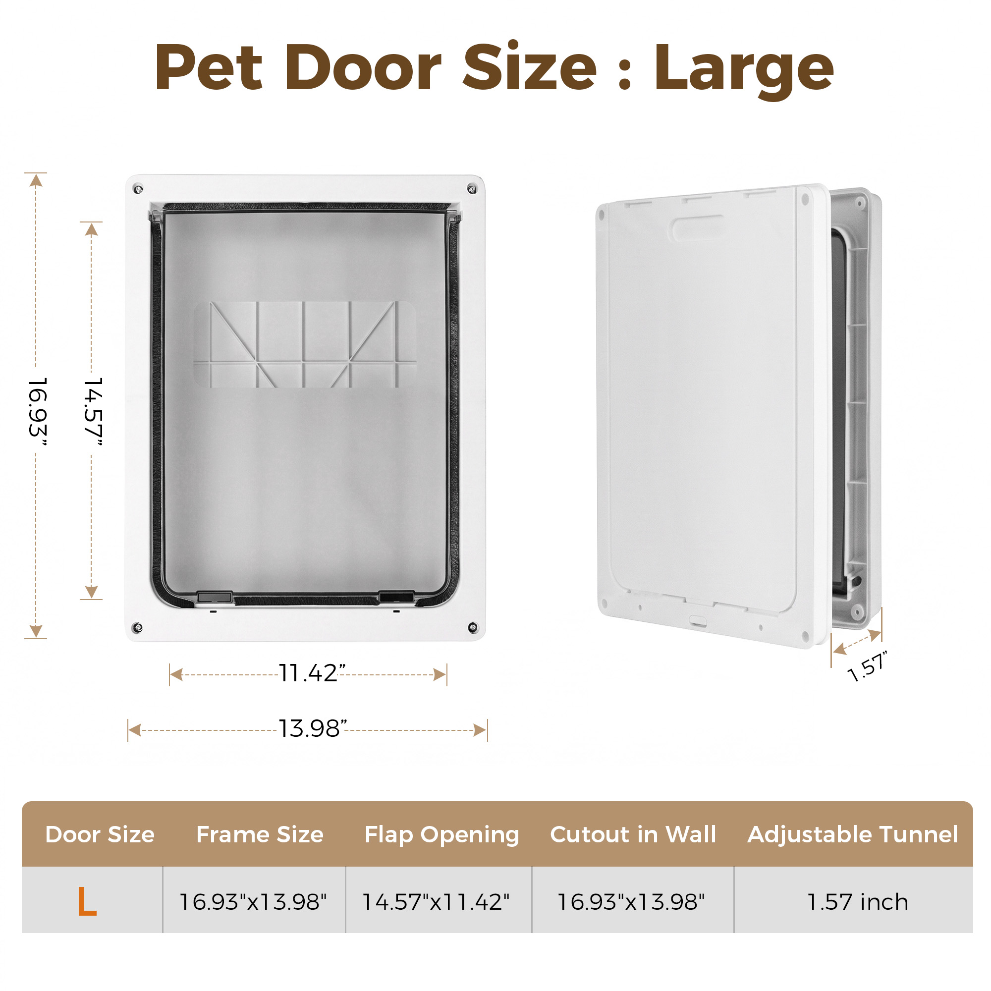 Tolobeve Large Dog Door with Magnetic Lock, Weatherproof photo 6