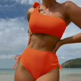 thumbnail image 4 of Elainilye Fashion Swimsuits for Women Sexy Solid Swimwear Bikini Set Two Piece Swimsuit Bathing Suit Swimwear,Orange, 4 of 5