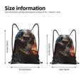 thumbnail image 2 of Fotbe Cyberpunk Skull American Flag Bolsa Mochila con Cordón Estampada, Bolsa de Gimnasio Deportiva, Bolsa Cinch, Bolsa con Cordón para Hombres y Mujeres-Medium, 2 of 6