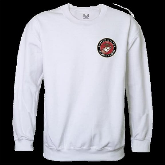 USMC Emblem Graphic Crewneck Sweatshirt, White - Large