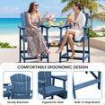 thumbnail image 3 of LOYALICE Tall Plastic Adirondack Chair Set of 2 W/ Outdoor Barstools and Connecting Tray, Navy Blue, 3 of 11