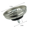 thumbnail image 2 of 2 Pack Kitchen Sink Strainer and Stopper Combo Basket Replacement for Standard 3-1/2 inch Drain, Stainless Steel Basket with Plastic Knob, Rubber Stopper Bottom, 2 of 6