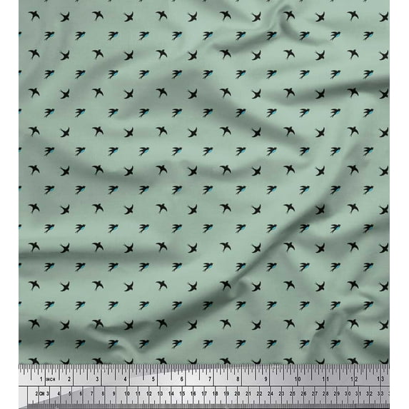 Soimoi Cotton Duck Fabric Swallow Bird Small Printed Craft Fabric by The Yard 42 Inch Wide