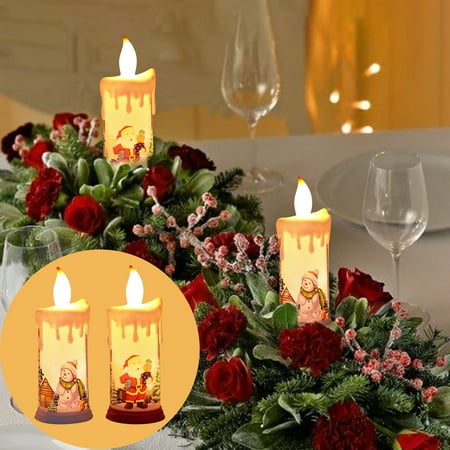 

2Pcs Christmas Teardrop Christmas Deco Candles Battery Operated LED Simulation Candles Safe No Trouble No Confusion No Wax Drops No Smoke No Matches No Fire Hazard