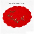 thumbnail image 3 of Yhmxh Christmas Embroidered Round Placemats, 11.81 Inch Scalloped Edge Red Holiday Table Mats, Washable Xmas Poinsettia Embroidery Decorative Table Placemat for Christmas Dinner Table Decoration, 3 of 6