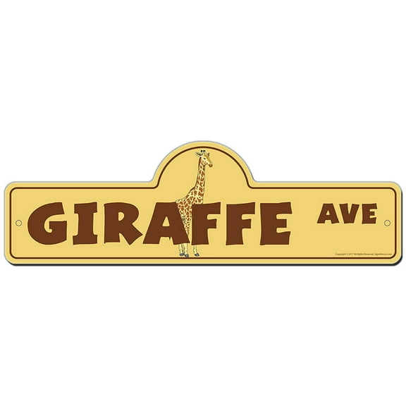 Giraffe Street Sign | Indoor/Outdoor | Funny Home Decor for Garages, Living Rooms, Bedroom, Offices | SignMission personalized gift